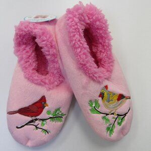 Women's Size 5/6 Small Snoozies! Red Cardinal Print Pairables Slippers NEW